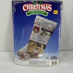 1990 Peace On Earth Cross Stitch Christmas Stocking Kit Good Shepherd Lion Lamb